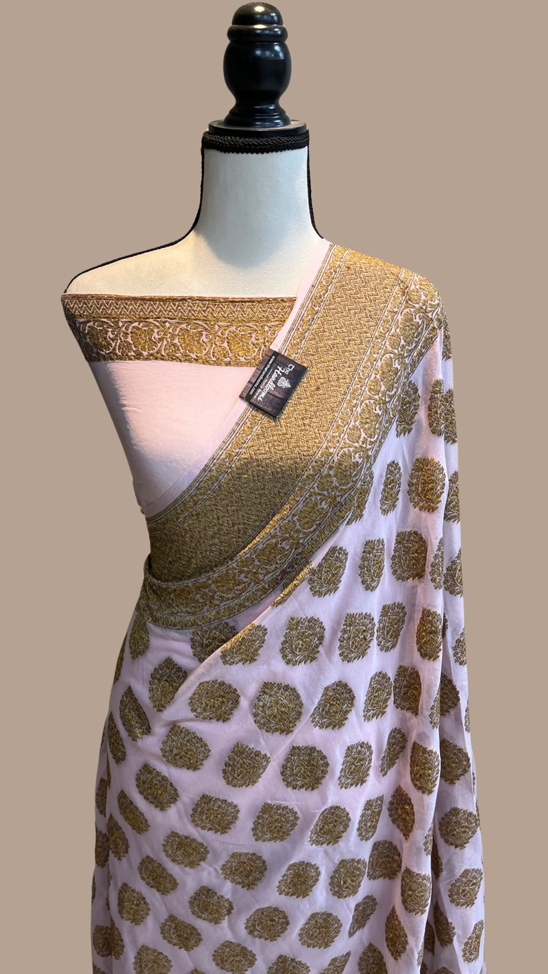 Khaddi Georgette Banarasi Saree -  Antique zari - The Handlooms