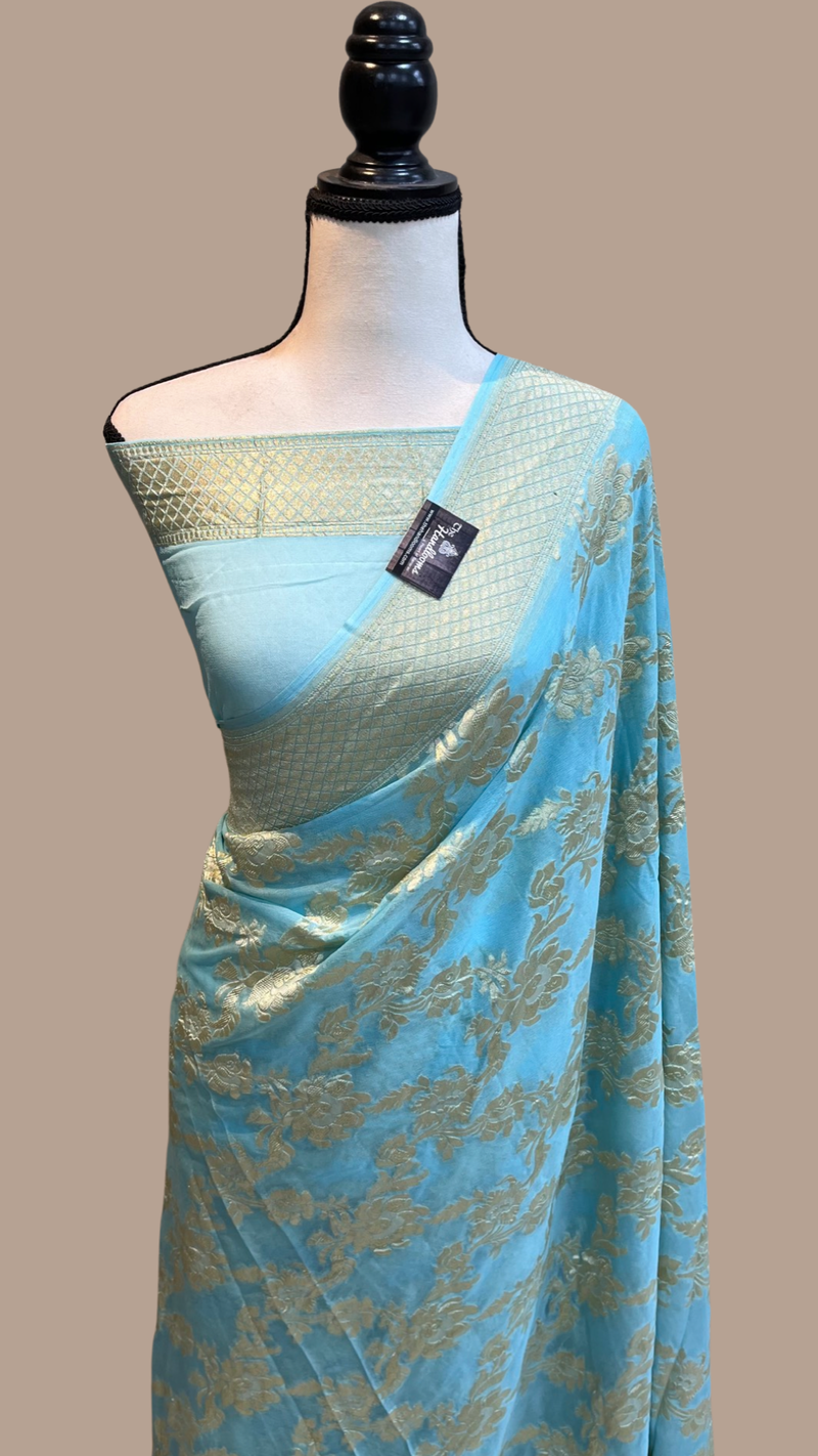 Khaddi Georgette Handloom Banarasi Saree - The Handlooms