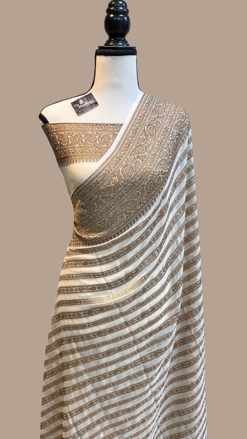 Khaddi Georgette Banarasi Saree -  Antique zari - The Handlooms