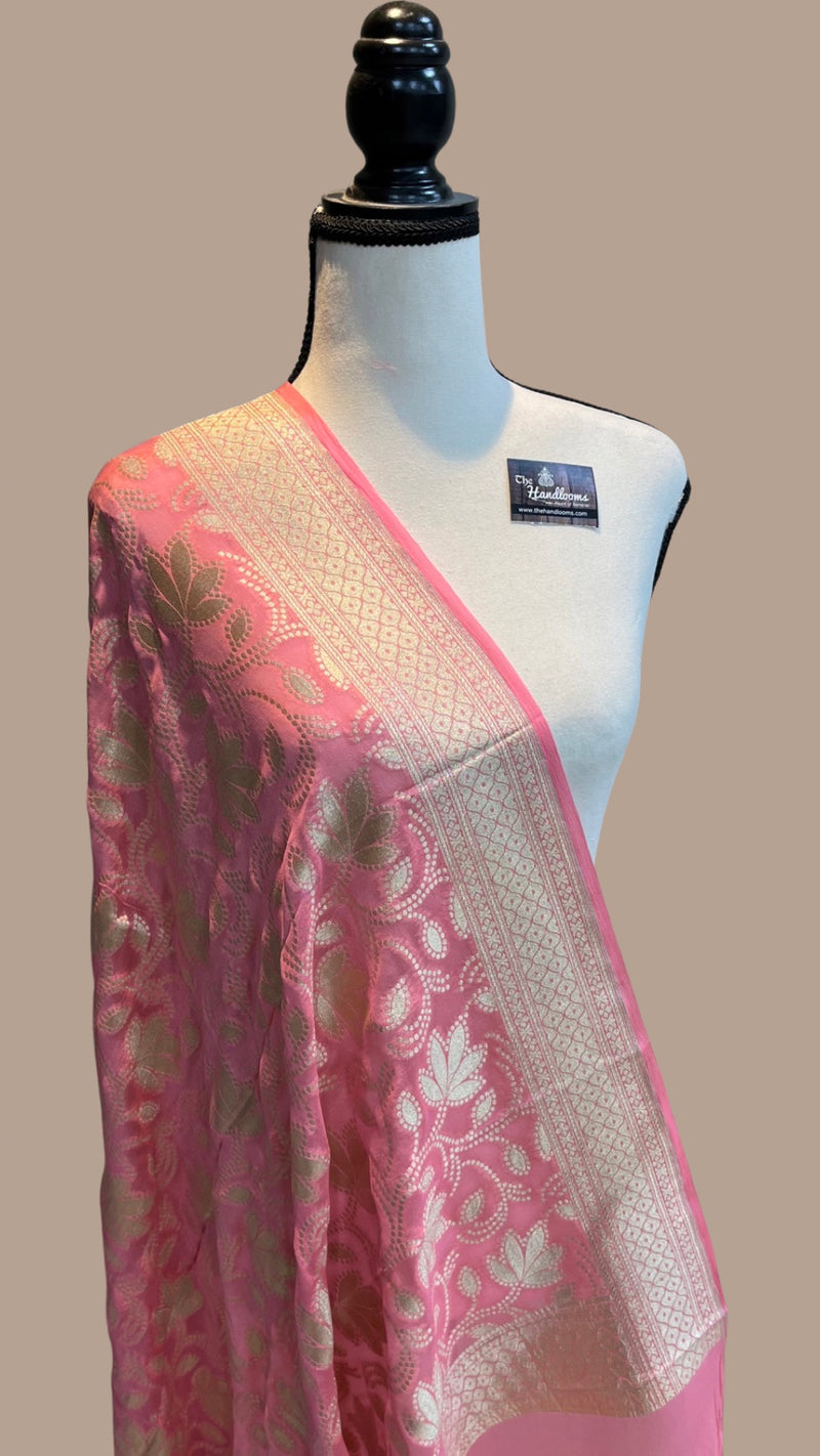 Pure Khaddi Georgette Dupatta - water zari - The Handlooms