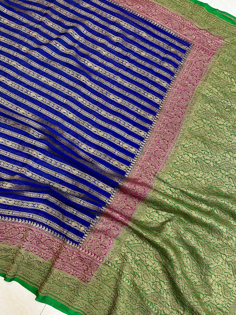 Khaddi Georgette Banarasi Saree -  Antique zari - The Handlooms