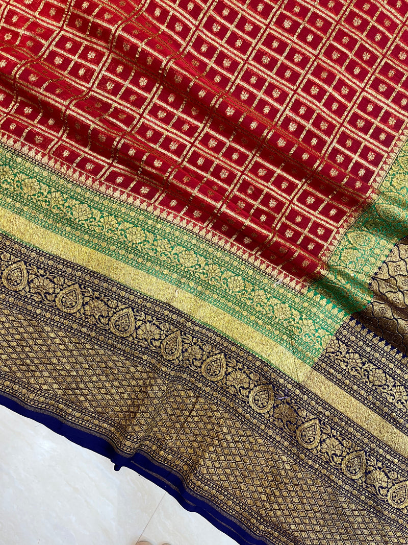 Khaddi Georgette Banarasi Saree -  Antique zari - The Handlooms