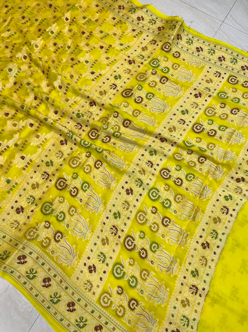 Pure Chiffon Khaddi Banarasi Saree - The Handlooms