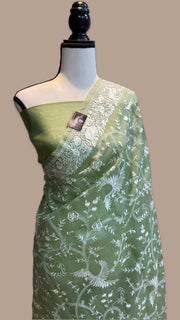 Pure Organza Chikankari Handloom Banarasi Saree - The Handlooms