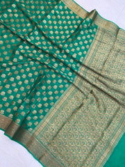 Green Pure Chiffon Khaddi Banarasi Saree - The Handlooms