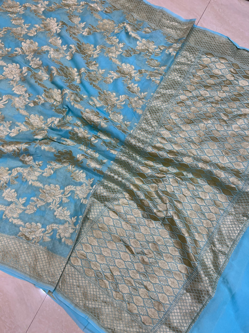Khaddi Georgette Handloom Banarasi Saree - The Handlooms