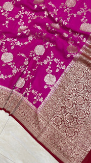 Pure Khaddi Georgette Dupatta - water zari - The Handlooms