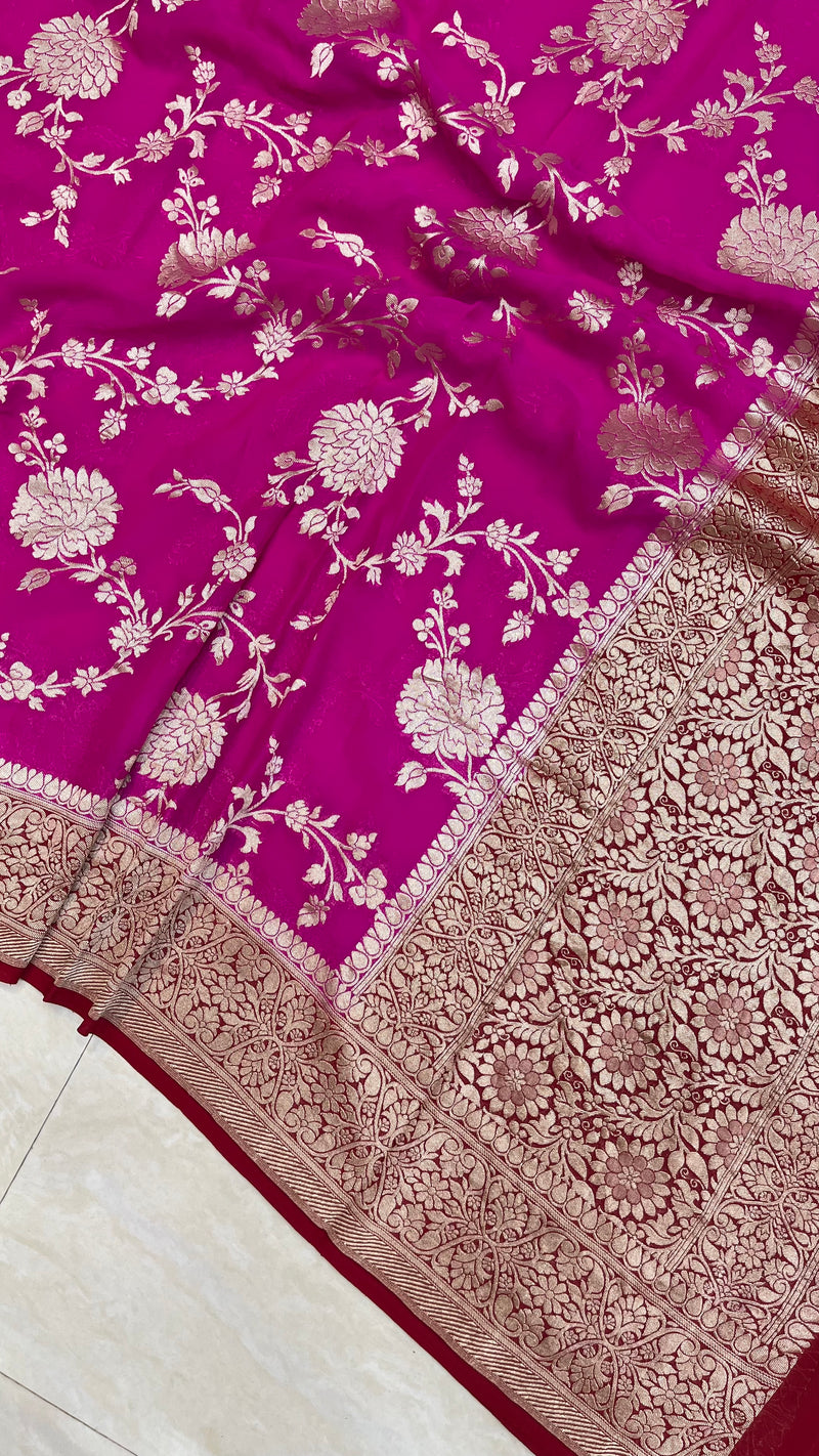 Pure Khaddi Georgette Dupatta - water zari - The Handlooms
