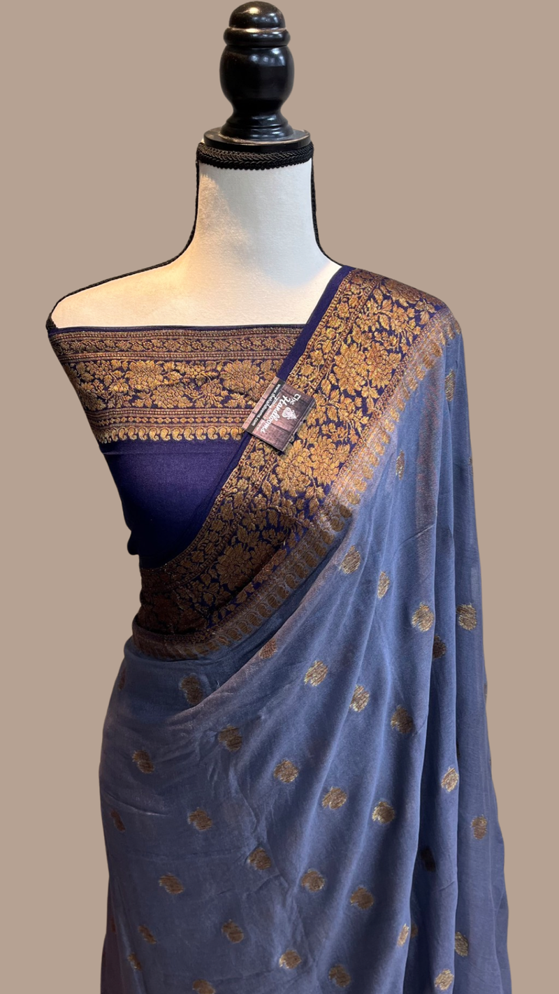Pure Chiffon Khaddi Banarasi Saree - The Handlooms