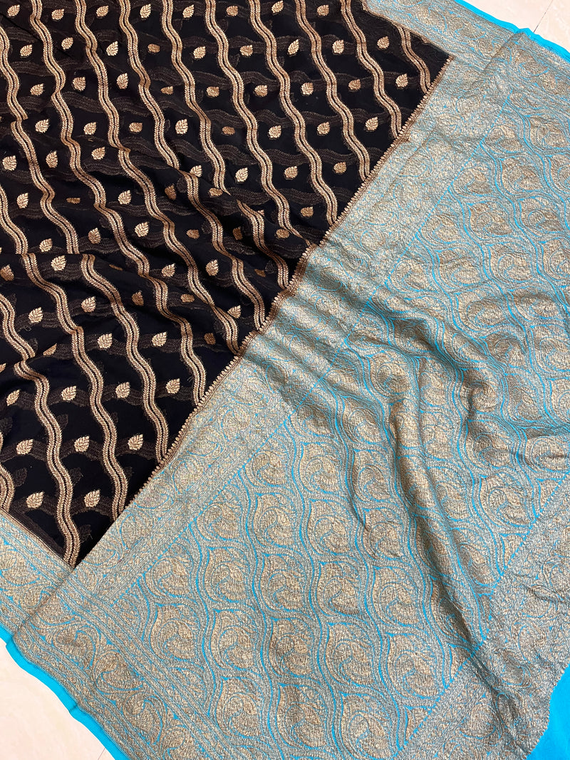 Khaddi Georgette Banarasi Saree -  Antique zari - The Handlooms