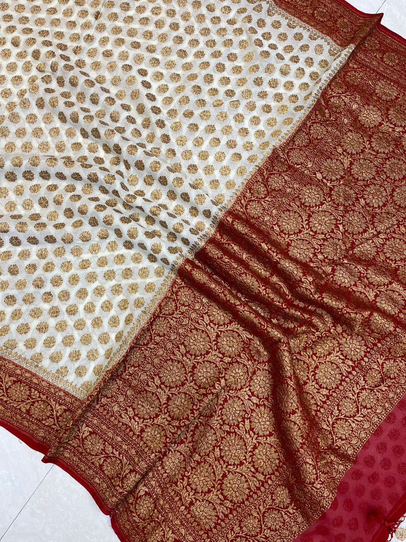 Khaddi Georgette Banarasi Saree -  Antique zari - The Handlooms