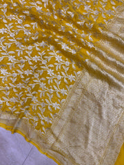 Pure Khaddi Georgette Dupatta - water zari - The Handlooms