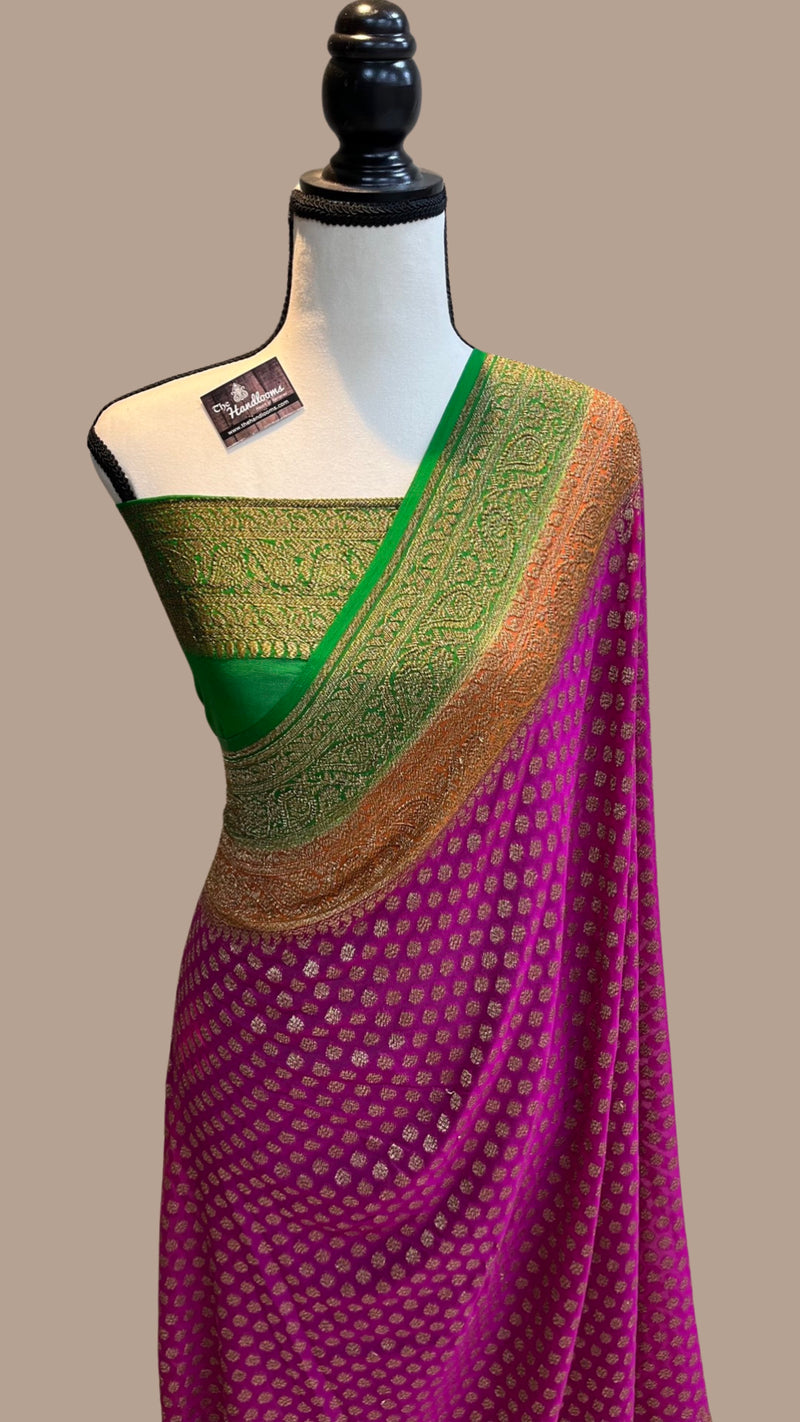Khaddi Georgette Banarasi Saree -  Antique zari - The Handlooms