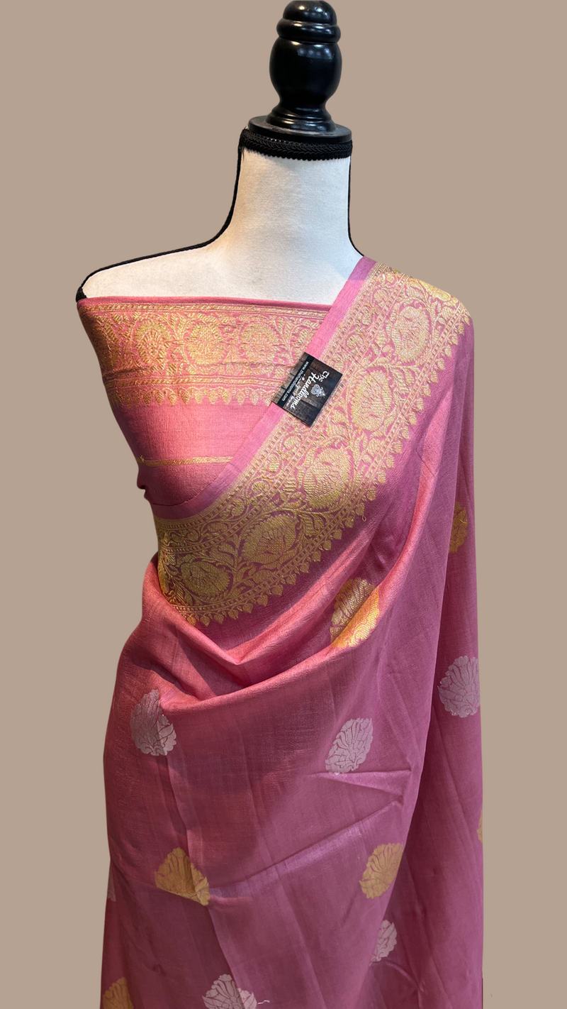 Tussar Georgette Handloom Banarasi Saree - All over kadua work - The Handlooms