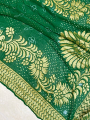 Pure Georgette Banarasi Bandhej Handloom Saree - The Handlooms