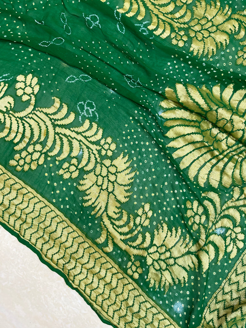 Pure Georgette Banarasi Bandhej Handloom Saree - The Handlooms