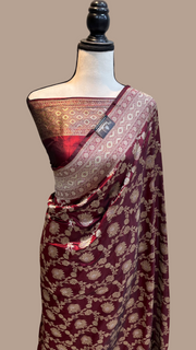 Pure Katan Silk Banarasi Handloom Saree - All over Sona Roopa Jaal work - The Handlooms