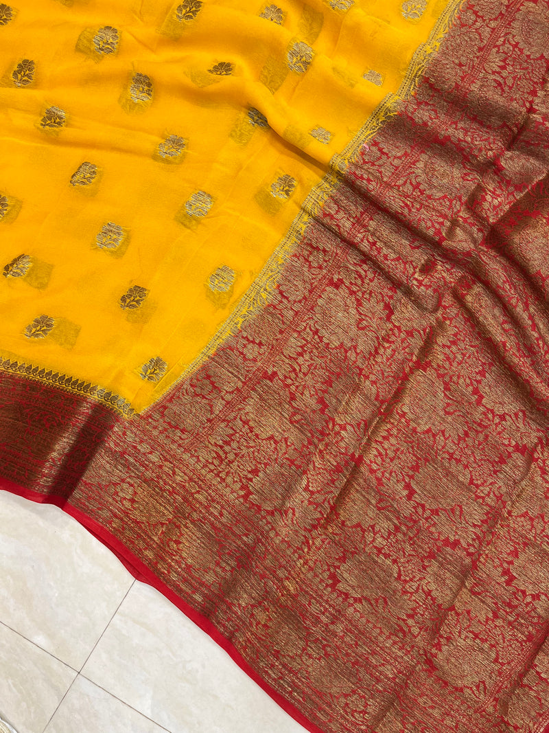 Pure Chiffon Khaddi Banarasi Saree - The Handlooms