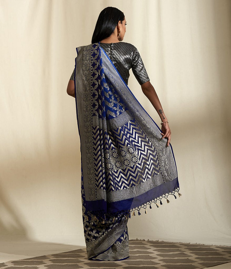 Khaddi Georgette Handloom Banarasi Saree - The Handlooms
