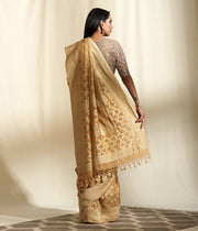 Khaddi Georgette Handloom Banarasi Saree - Gold Zari - The Handlooms