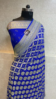 Pure Georgette Banarasi Bandhej Handloom Saree - The Handlooms