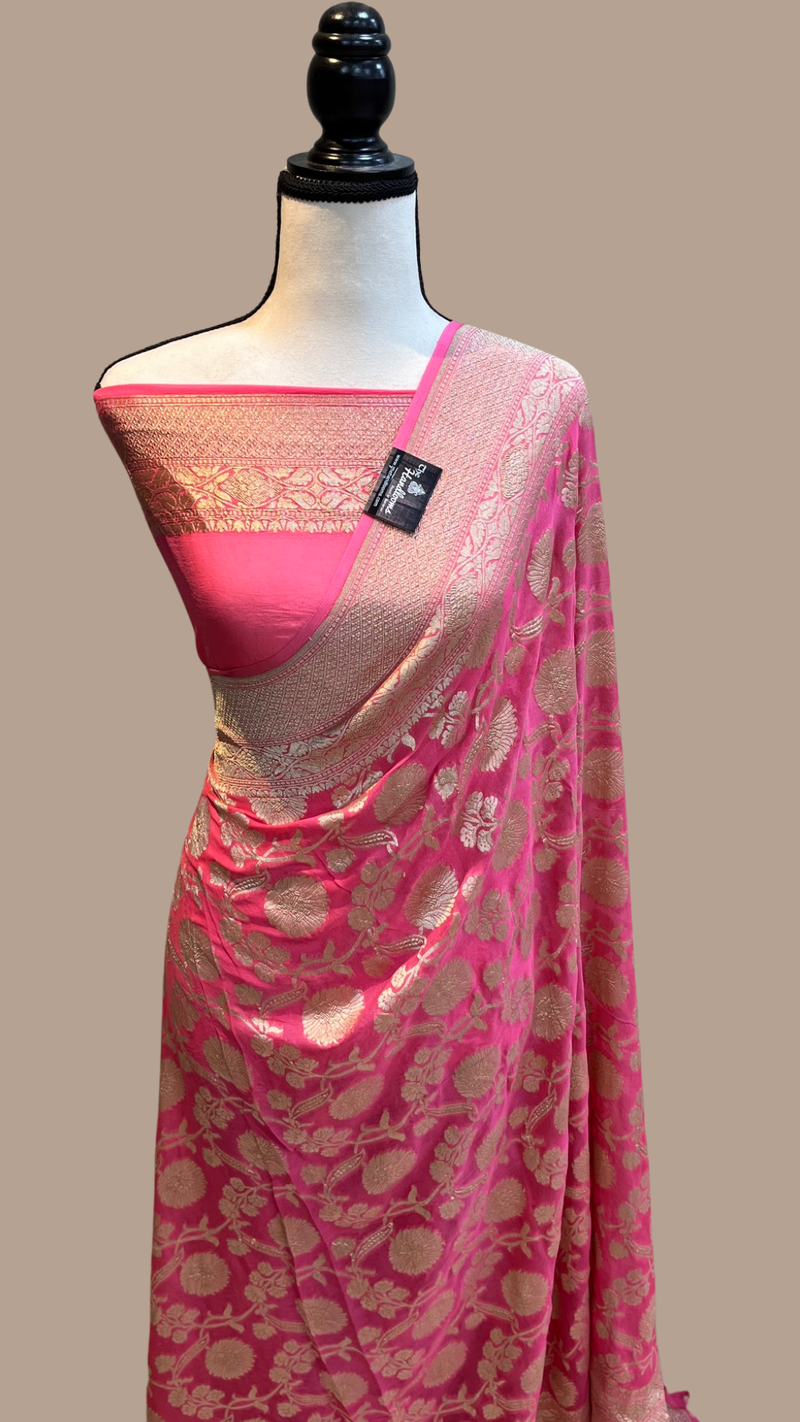 Khaddi Georgette Handloom Banarasi Saree - The Handlooms