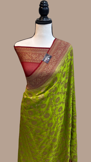 Khaddi Georgette Banarasi Saree -  Antique zari - The Handlooms