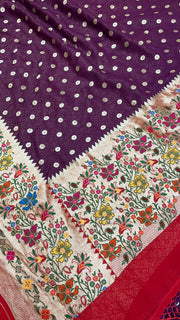 Khaddi Georgette Handloom Banarasi Saree - All over Jaal Work with meenakari - The Handlooms