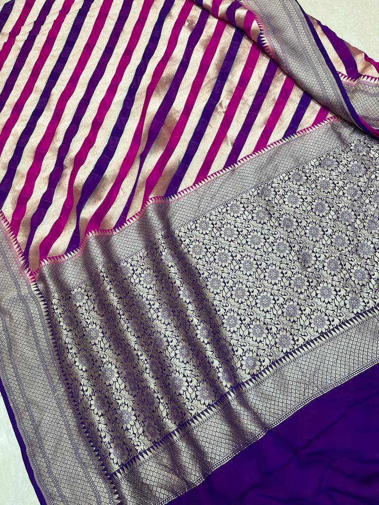 Khaddi Georgette Handloom Banarasi Saree - The Handlooms