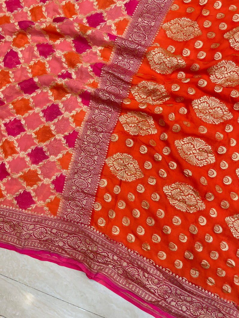 Khaddi Georgette Handloom Banarasi Saree - The Handlooms