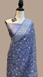 Pure Organza Chikankari Handloom Banarasi Saree - The Handlooms