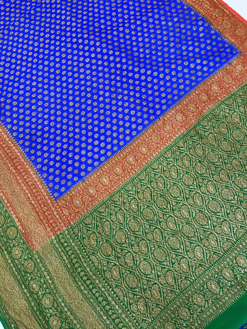 Khaddi Georgette Banarasi Saree -  Antique zari - The Handlooms