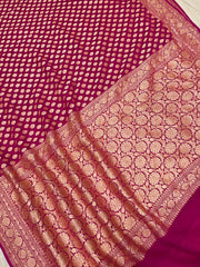 Khaddi Georgette Handloom Banarasi Saree - Gold Zari - The Handlooms