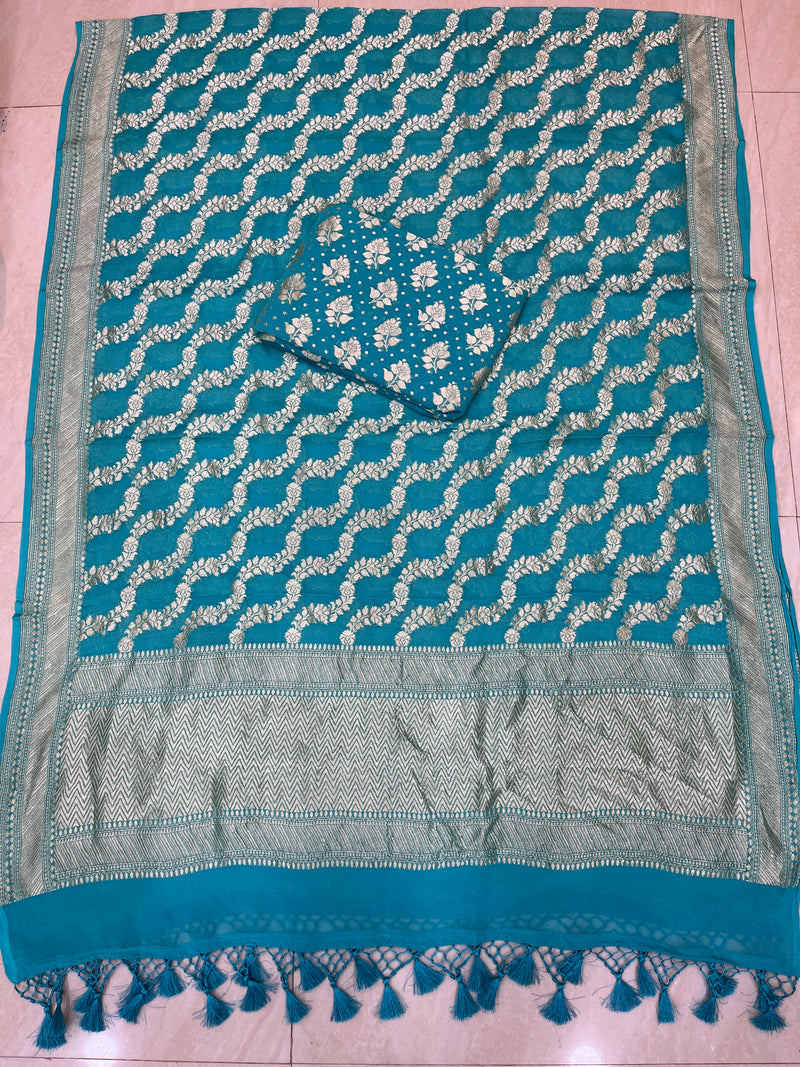 Khaddi Georgette Banarasi Dress material - The Handlooms