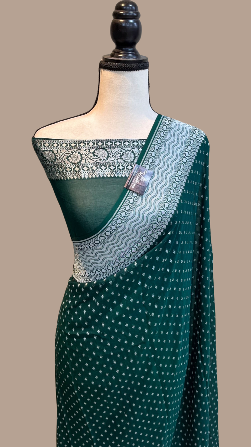 Khaddi Georgette Handloom Banarasi Saree - The Handlooms
