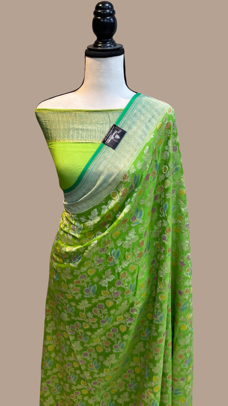 Khaddi Georgette Handloom Banarasi Saree - The Handlooms