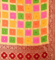 Pure Khaddi Georgette Dupatta - Gold zari - The Handlooms