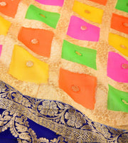 Pure Khaddi Georgette Dupatta - Gold zari - The Handlooms