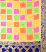 Pure Khaddi Georgette Dupatta - Gold zari - The Handlooms
