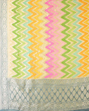 Pure Khaddi Georgette Dupatta - water zari - The Handlooms