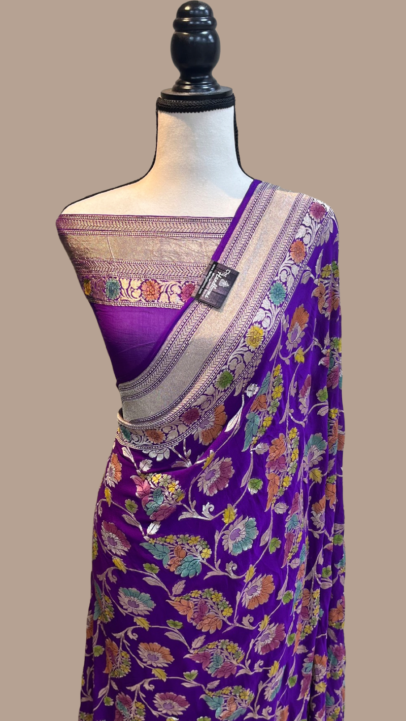 Khaddi Georgette Banarasi Saree - water zari - The Handlooms