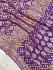 Khaddi Georgette Handloom Banarasi Saree - Sona Roopa - The Handlooms