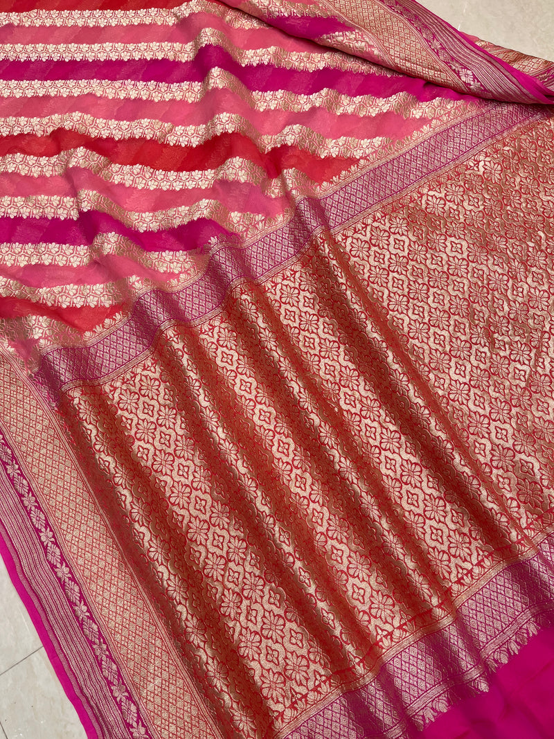 Khaddi Georgette Handloom Banarasi Saree - The Handlooms