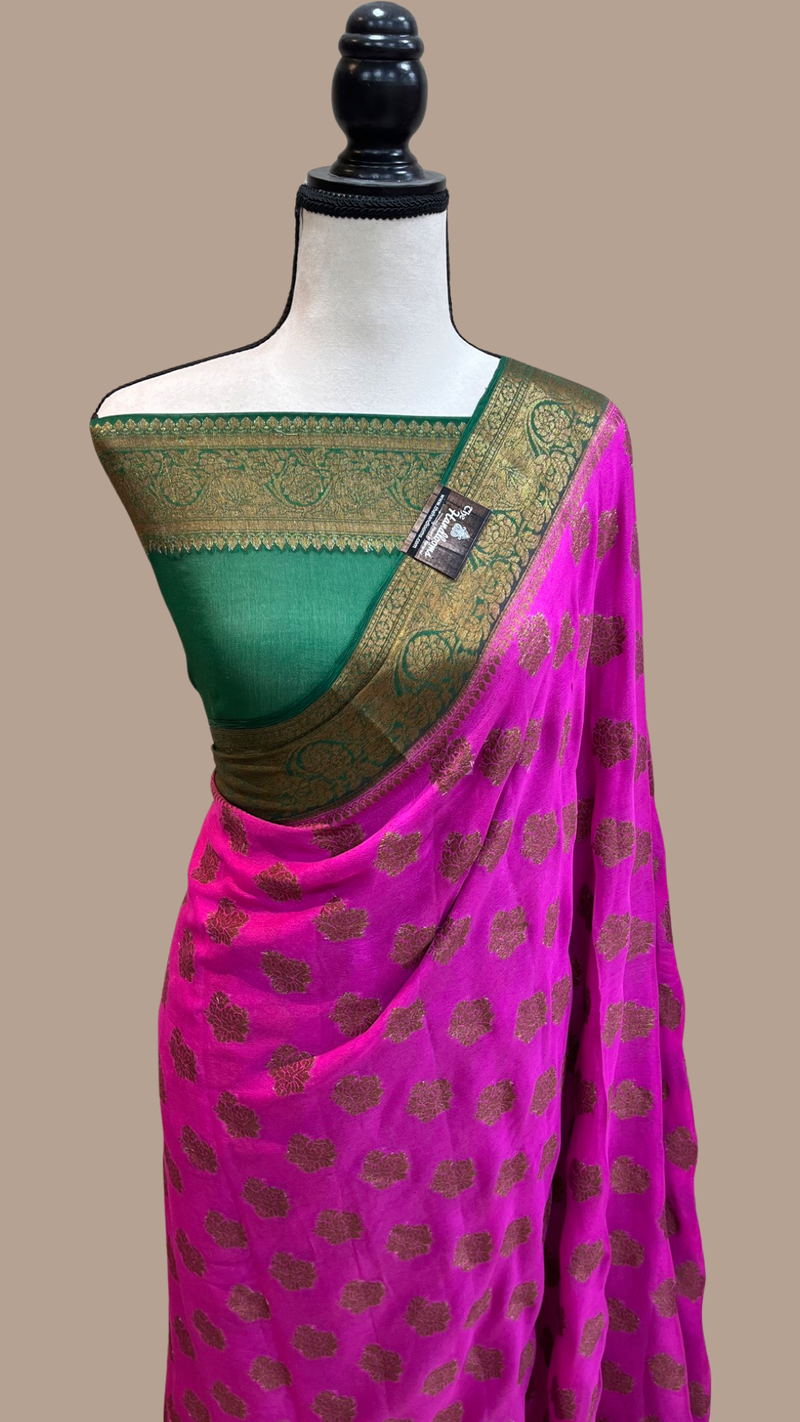 Pure Chiffon Khaddi Banarasi Saree - The Handlooms