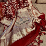 Maroon Khaddi Georgette Handloom Banarasi Saree - The Handlooms