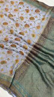 Khaddi Georgette Banarasi Saree -  Antique zari - The Handlooms