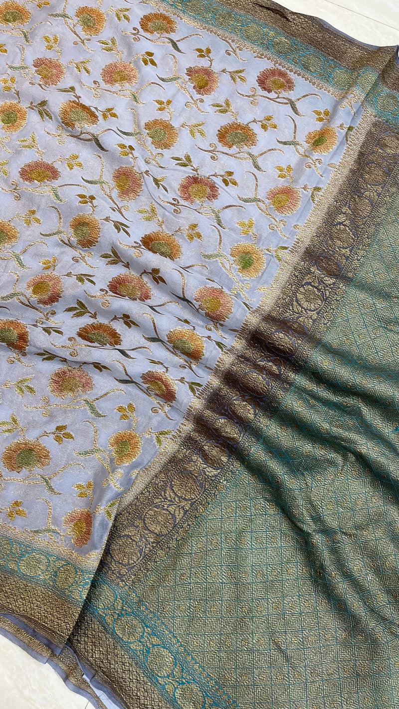 Khaddi Georgette Banarasi Saree -  Antique zari - The Handlooms