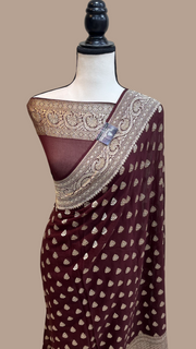 Khaddi Georgette Handloom Banarasi Saree - The Handlooms