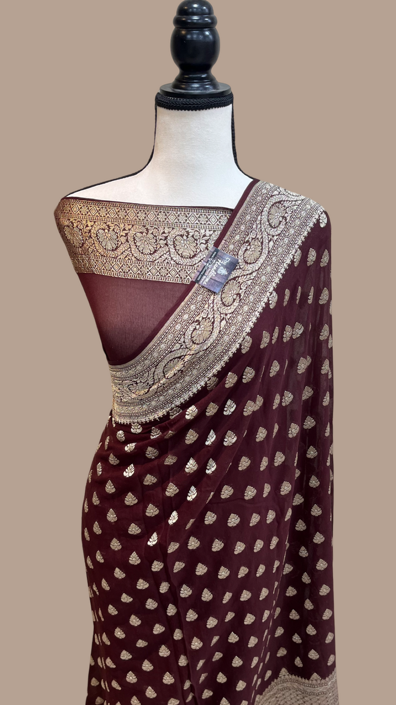 Khaddi Georgette Handloom Banarasi Saree - The Handlooms