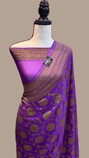 Khaddi Georgette Banarasi Saree -  Antique zari - The Handlooms
